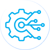 Tech gear icon with circuit lines