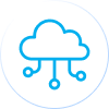 Cloud technology icon with blue outline
